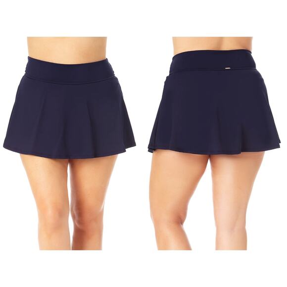 NWT Anne Cole Soft Band Skirted Swim Bottom Navy Blue Skirt Plus Size 24W - Picture 1 of 10